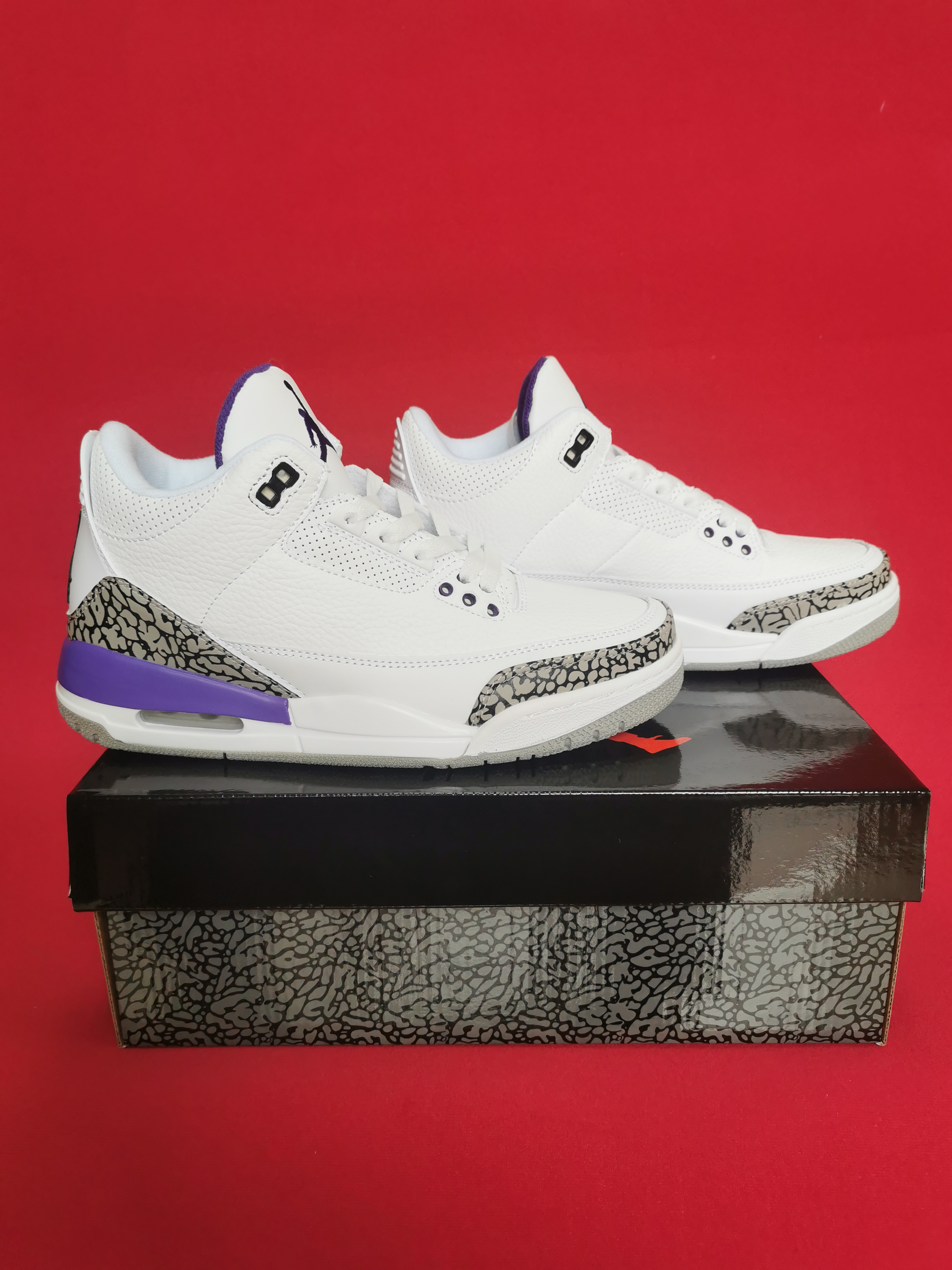 Air Jordan 3 White Purple Grey Retro Shoes